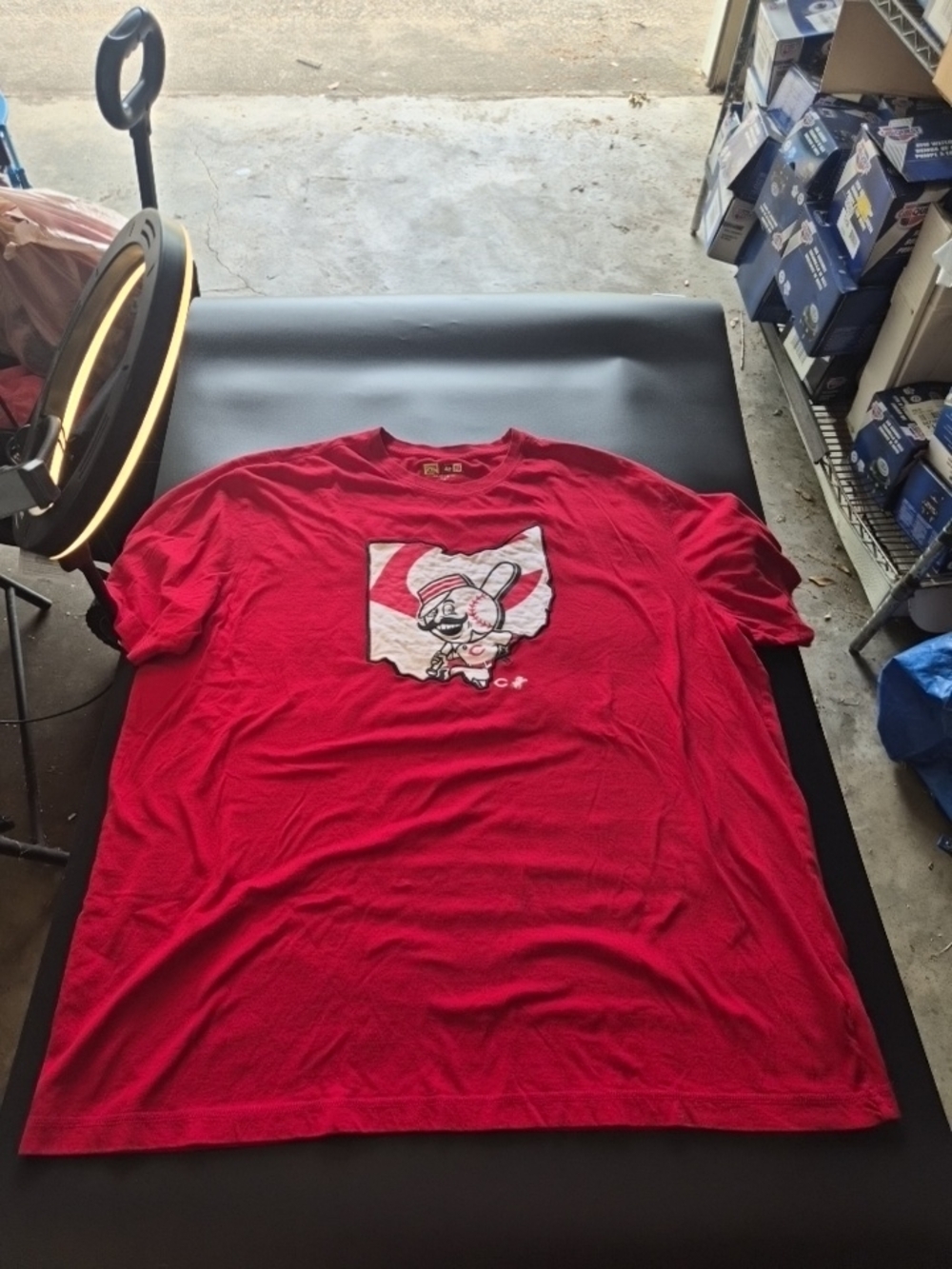 MLB Red Short Sleeve Graphic Tee with Mascot Patch